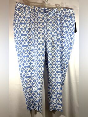 Rafaella Blue and White Ikat Curvy Fit Pants Size 20W